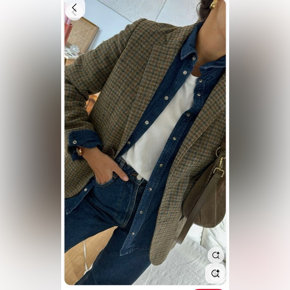 Brown and blue Houndstooth Blazer